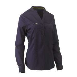 BISLEY BLC6063 WOMEN'S V-NECK CLOSED FRONT SHIRT NAVY