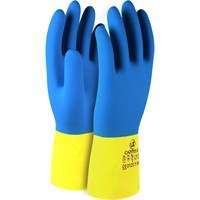 Double dipped chemical resistant rubber glove.