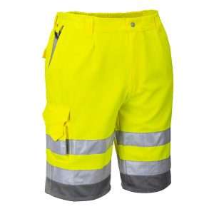 E043 - Hi-Vis Poly-cotton Shorts Yellow/Grey