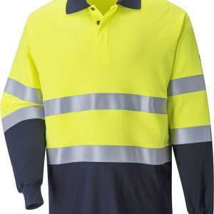 Flame Resistant Anti-Static Two Tone Polo Shirt Yellow/Navy
