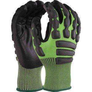 HANTEX® INF-C5 Cut resistant, Anti-Impact glove. Black foam nitrile coating on cut C liner.