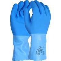 Heavy duty 12 inch flock lined crinkle latex gauntlet.