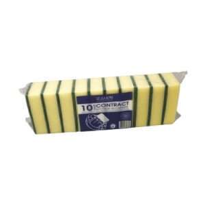 Sponge Back Scourer Yellow/Green x 10
