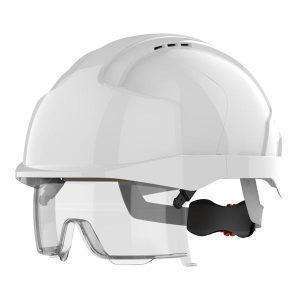 JSP EVO® VISTAlens® Safety Helmet with Integrated Eyewear - Vented - White